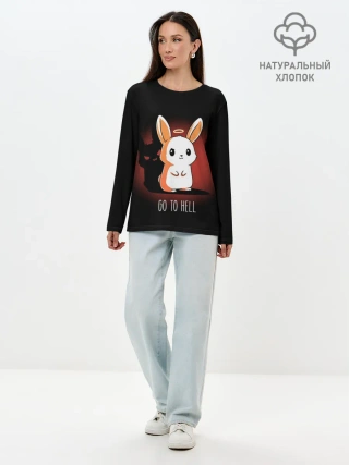 Лонгслив женский. Хлопок / Go to hell