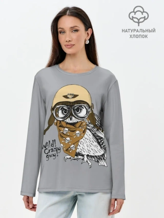 Лонгслив женский. Хлопок / Wild! Сrazy guy!