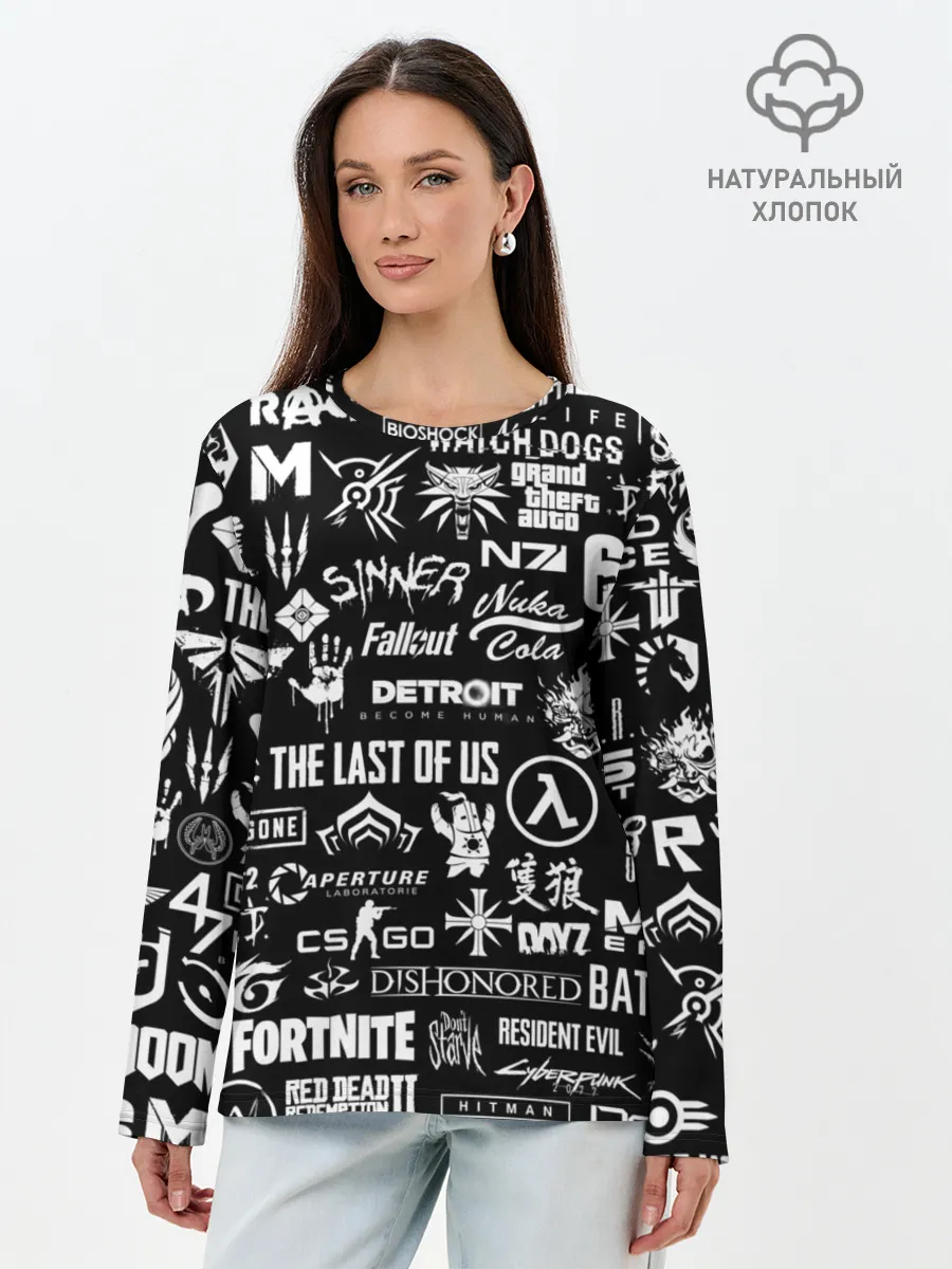 Лонгслив женский. Хлопок / ЛОГОТИПЫ ИГР