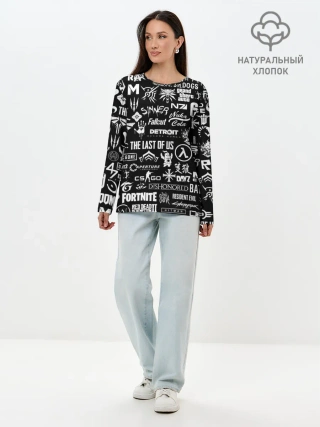 Лонгслив женский. Хлопок / ЛОГОТИПЫ ИГР