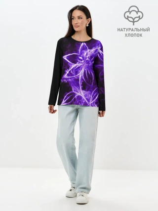 Лонгслив женский. Хлопок / Цветок Тьмы