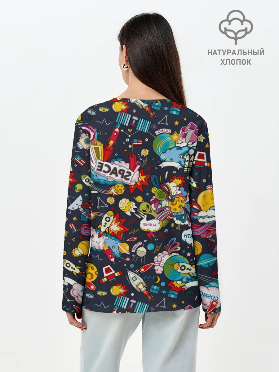 Лонгслив женский. Хлопок / Космос