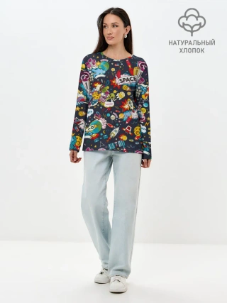 Лонгслив женский. Хлопок / Космос