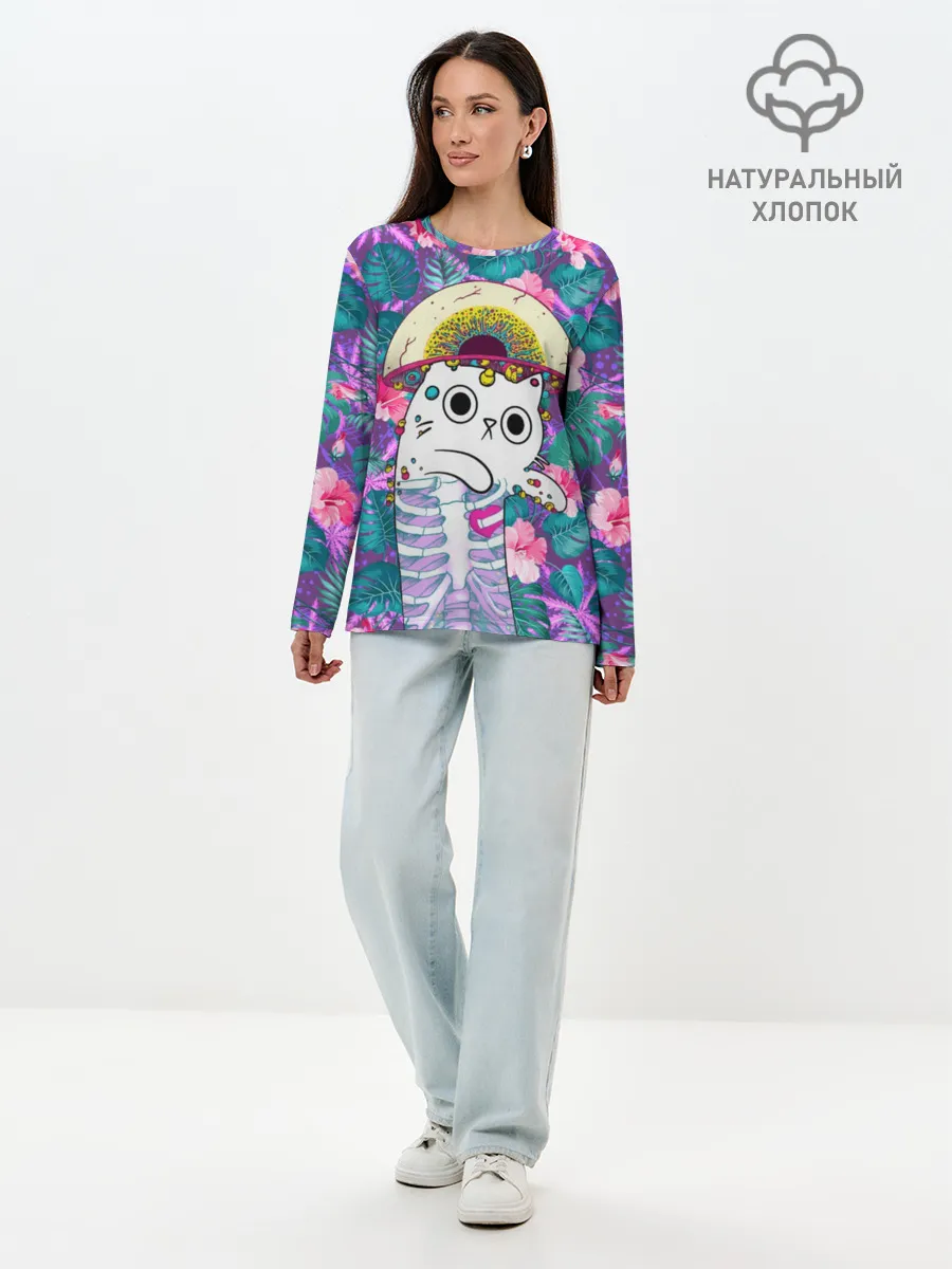 Лонгслив женский. Хлопок / Скелекот