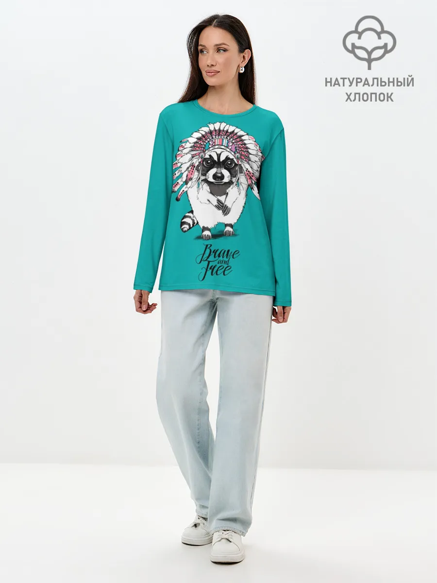 Лонгслив женский. Хлопок / Brave and free