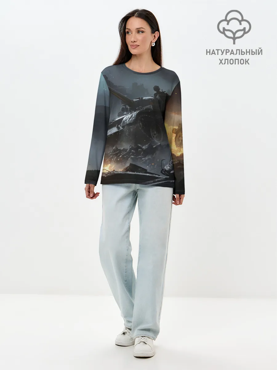 Лонгслив женский. Хлопок / Танки