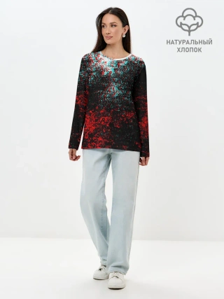 Лонгслив женский. Хлопок / БРЫЗГИ КРАСОК GLITCH