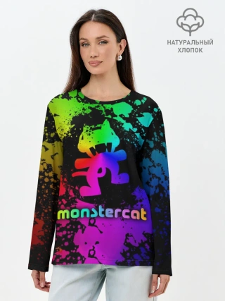 Лонгслив женский. Хлопок / Monstercat