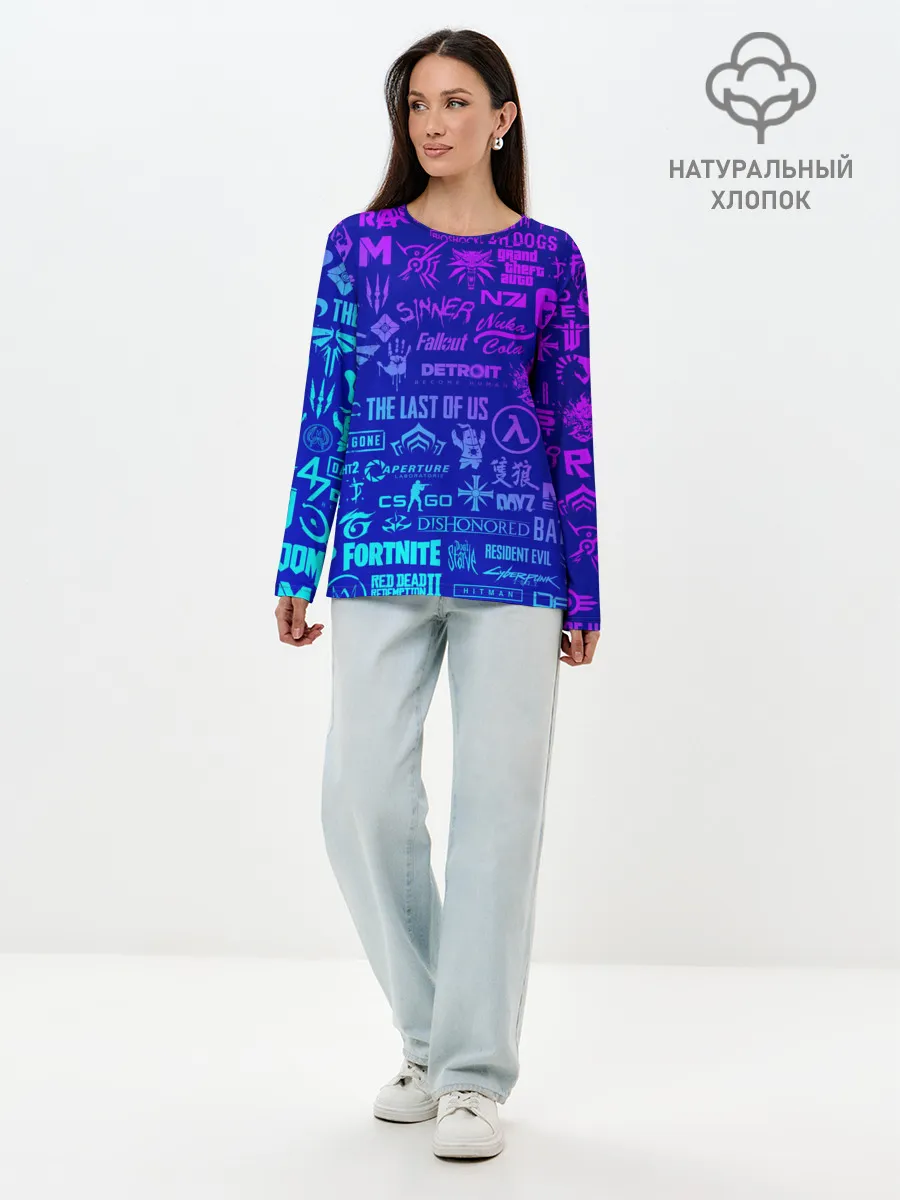 Лонгслив женский. Хлопок / ЛОГОТИПЫ ИГР