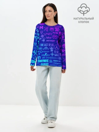 Лонгслив женский. Хлопок / ЛОГОТИПЫ ИГР