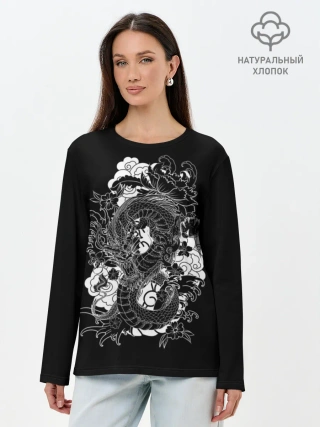 Лонгслив женский. Хлопок / Дракон