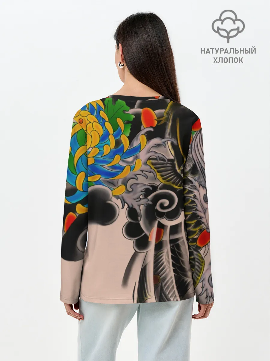 Лонгслив женский. Хлопок / Dsquared tattoo