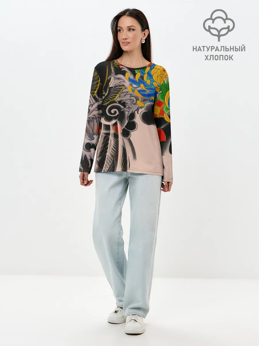 Лонгслив женский. Хлопок / Dsquared tattoo