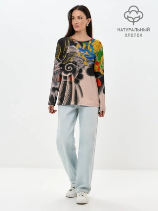 Лонгслив женский. Хлопок / Dsquared tattoo