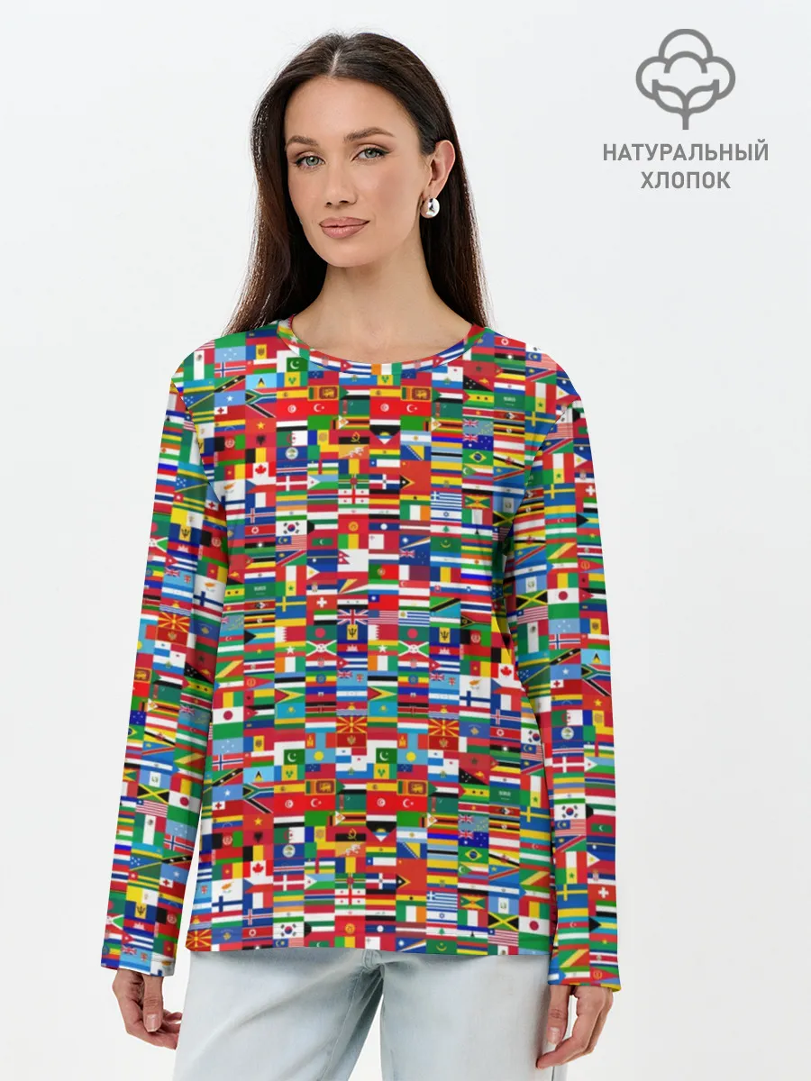 Лонгслив женский. Хлопок / ФЛАГИ