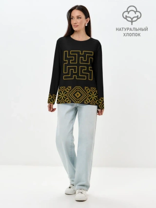 Лонгслив женский. Хлопок / символ духобор