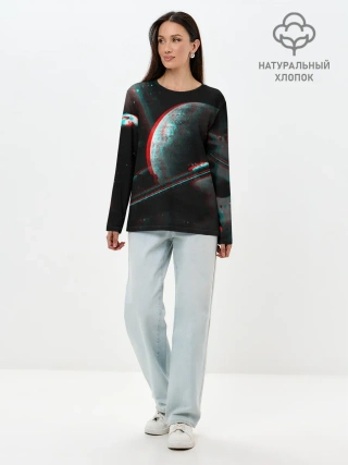 Лонгслив женский. Хлопок / Cosmos Glitch
