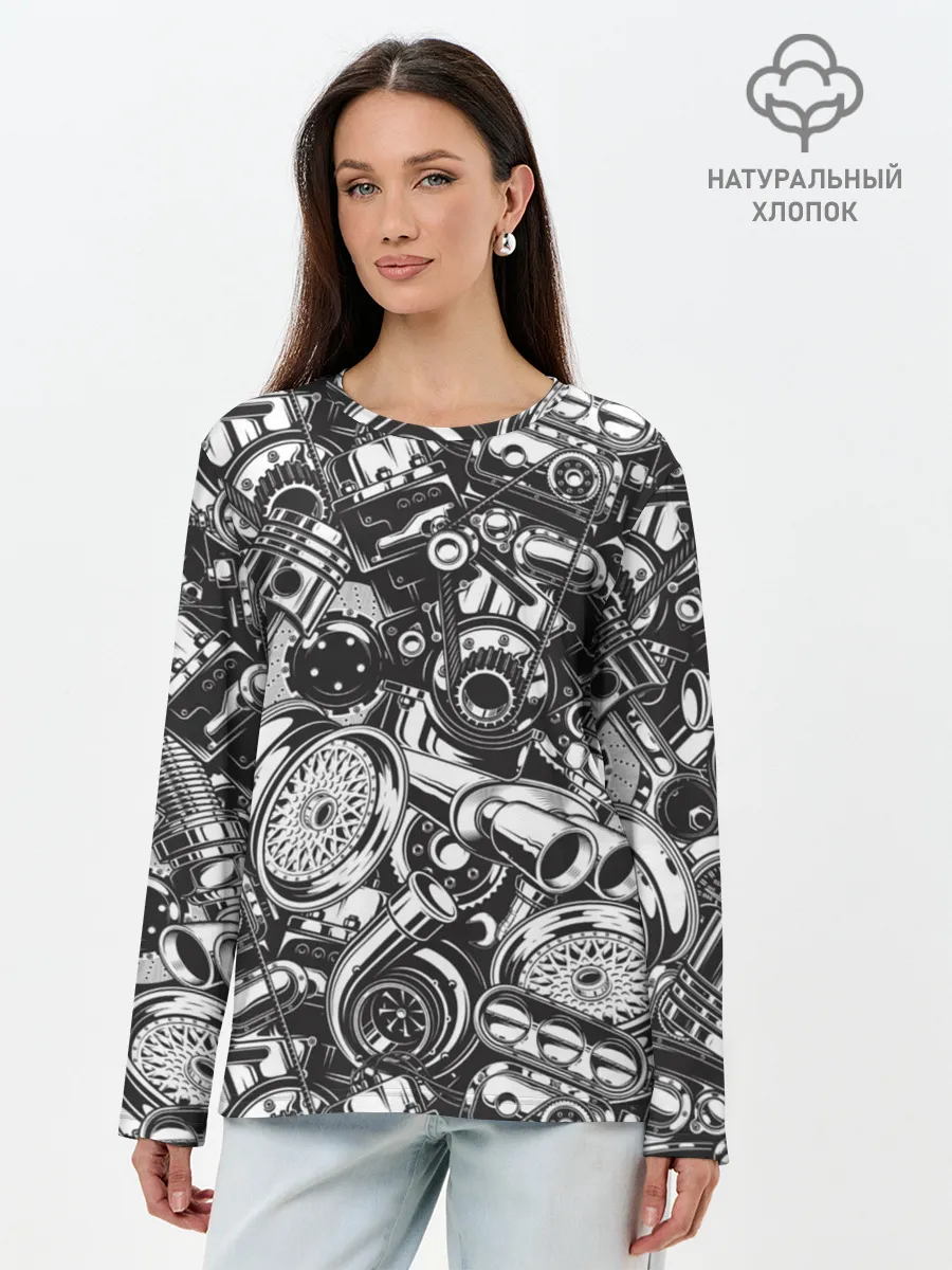 Лонгслив женский. Хлопок / Автомобильные детали