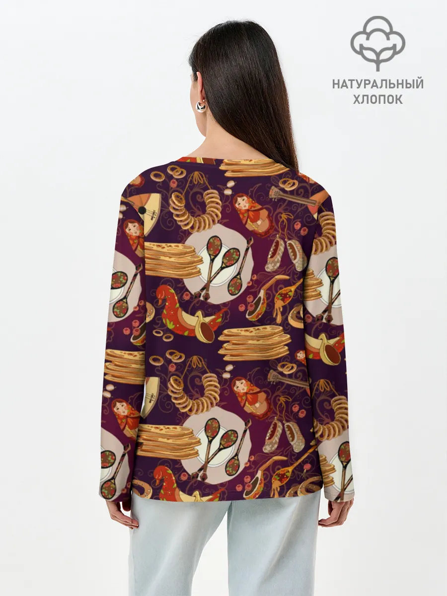 Лонгслив женский. Хлопок / Русские блины