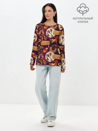 Лонгслив женский. Хлопок / Русские блины