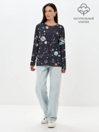Лонгслив женский. Хлопок / Космос