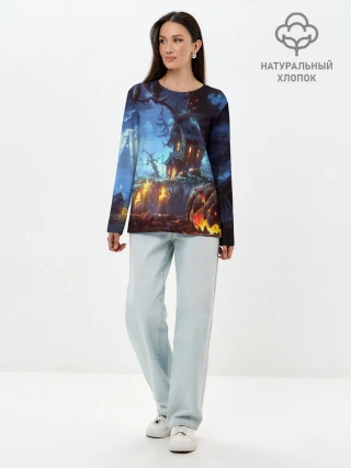 Лонгслив женский. Хлопок / Хэллоуин