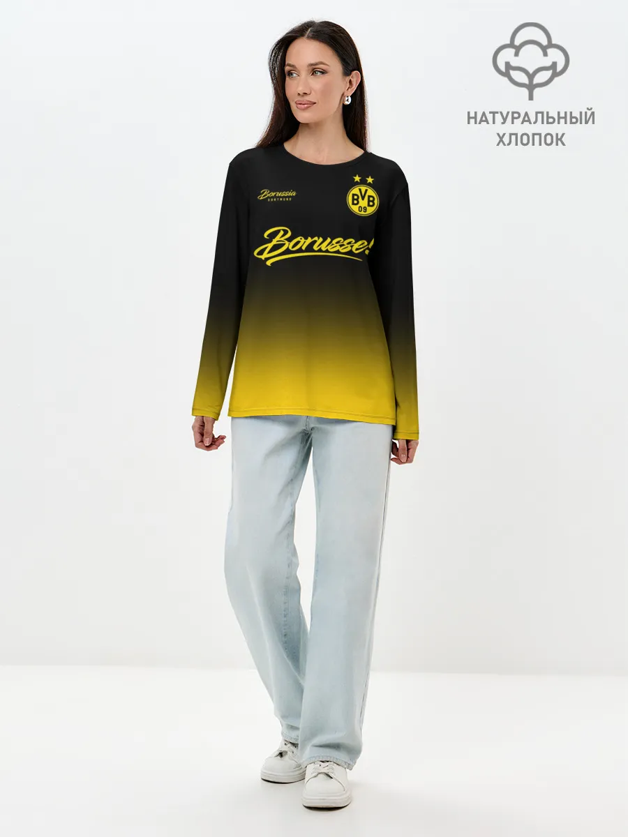 Лонгслив женский. Хлопок / Боруссия Дортмунд