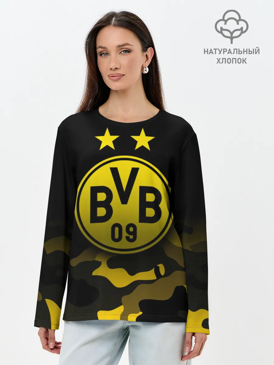 Лонгслив женский. Хлопок / Боруссия Дортмунд