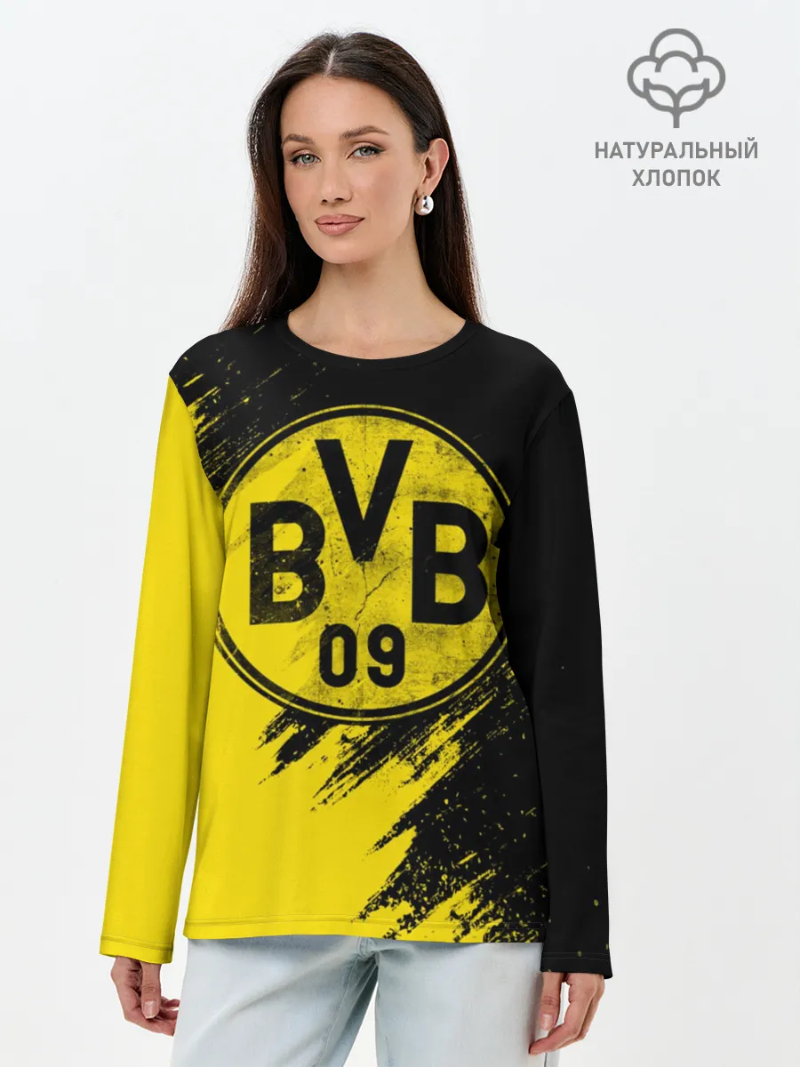 Лонгслив женский. Хлопок / Боруссия Дортмунд