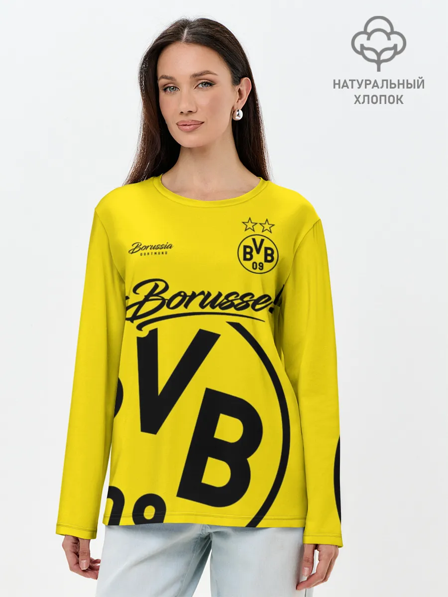 Лонгслив женский. Хлопок / Боруссия Дортмунд