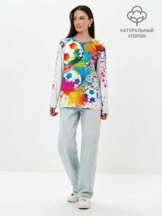 Лонгслив женский. Хлопок / Футбольные мячи