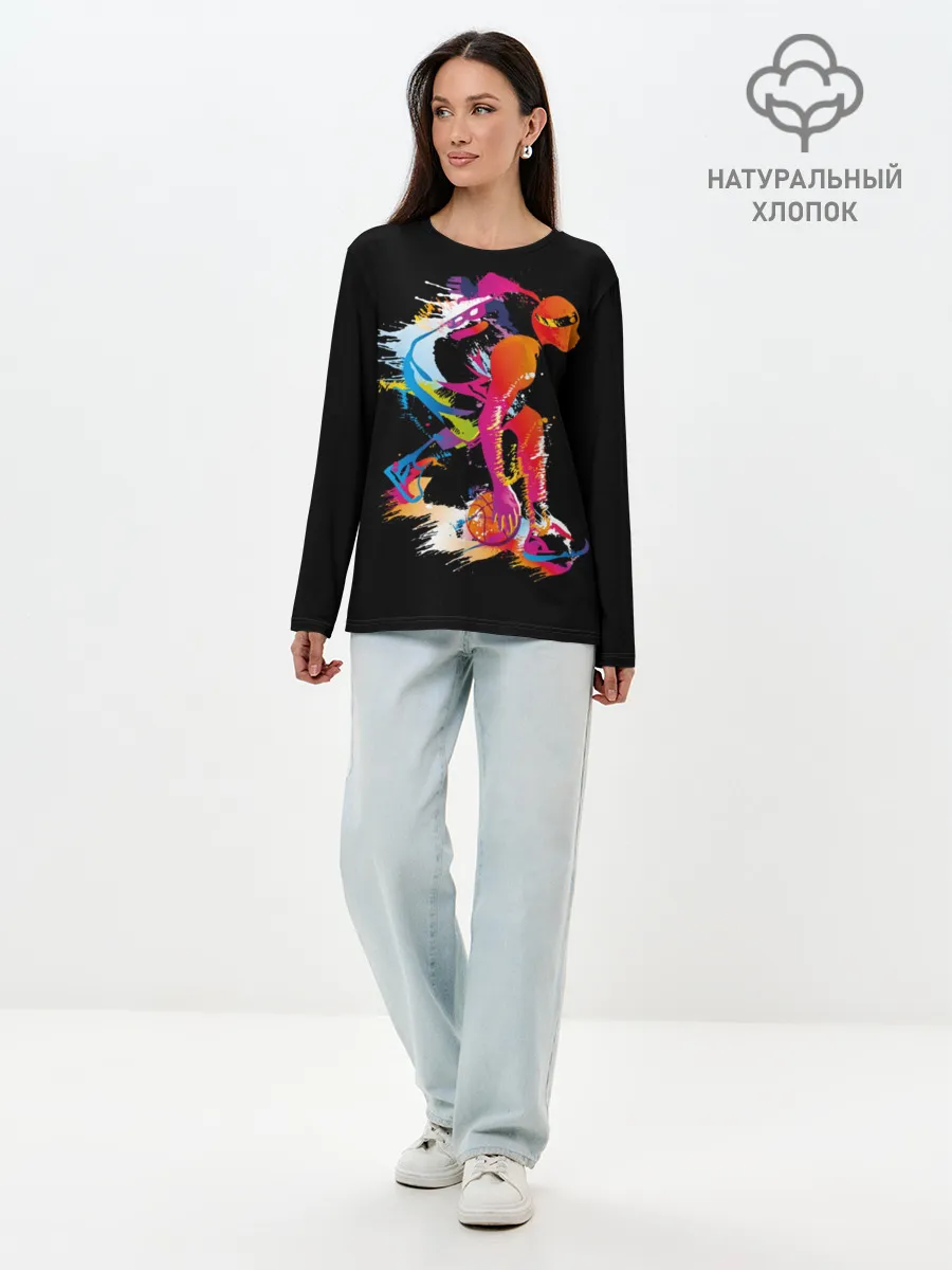 Лонгслив женский. Хлопок / Баскетбол