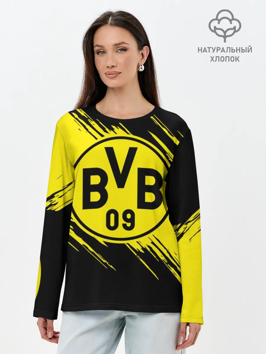 Лонгслив женский. Хлопок / Боруссия Дортмунд