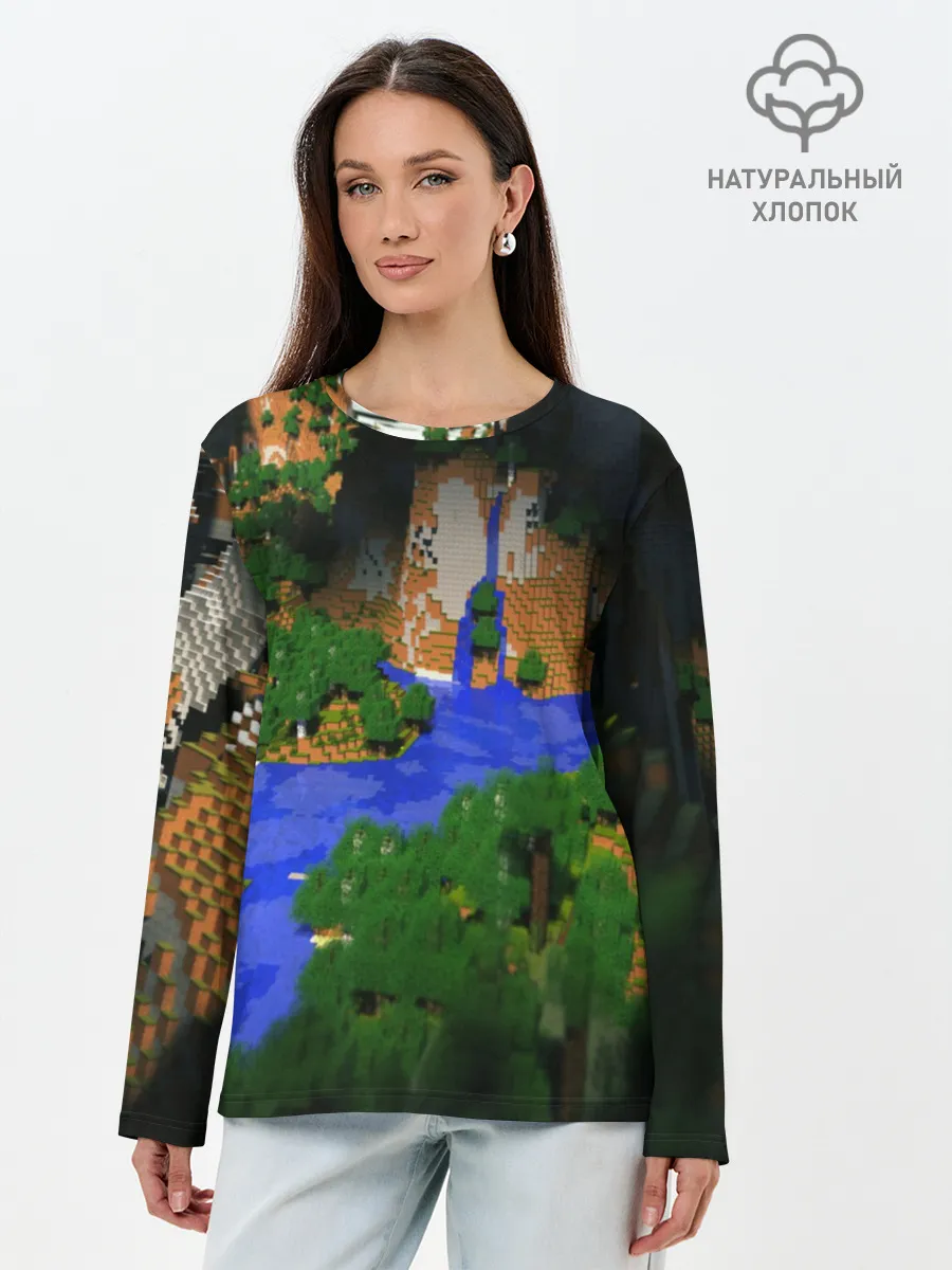 Лонгслив женский. Хлопок / Minecraft