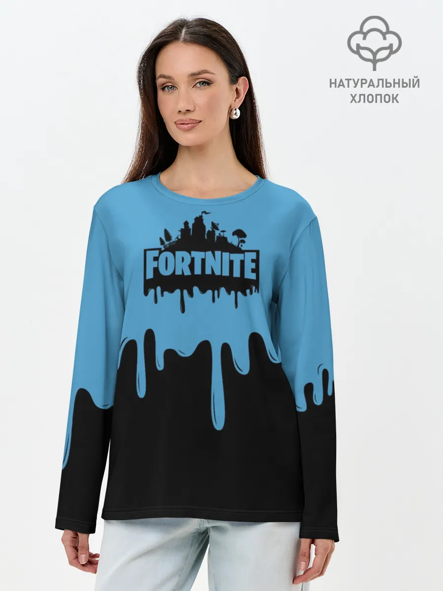 Лонгслив женский. Хлопок / FORTNITE - Black&Blue