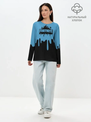 Лонгслив женский. Хлопок / FORTNITE - Black&Blue