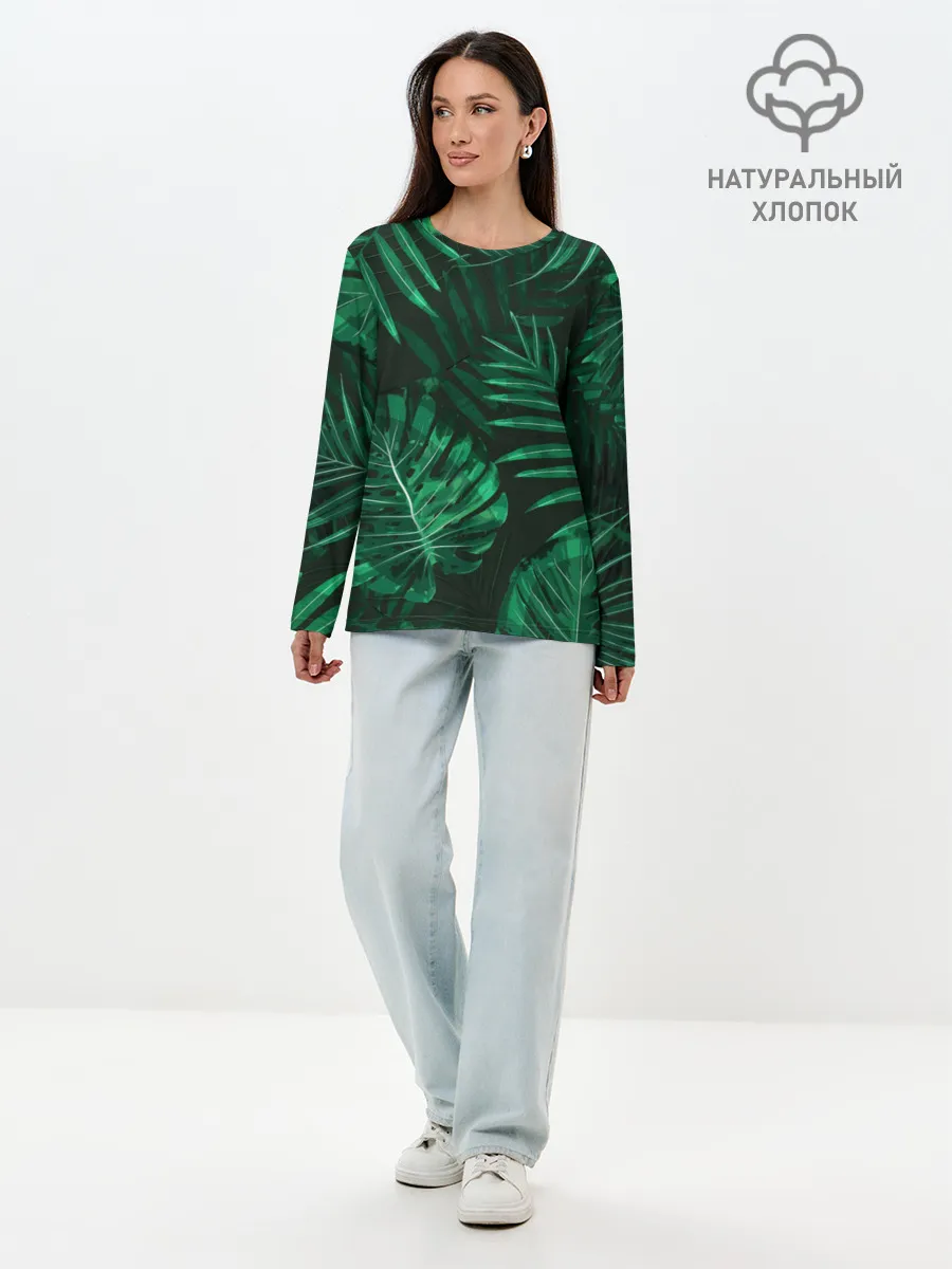 Лонгслив женский. Хлопок / Джунгли