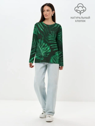 Лонгслив женский. Хлопок / Джунгли