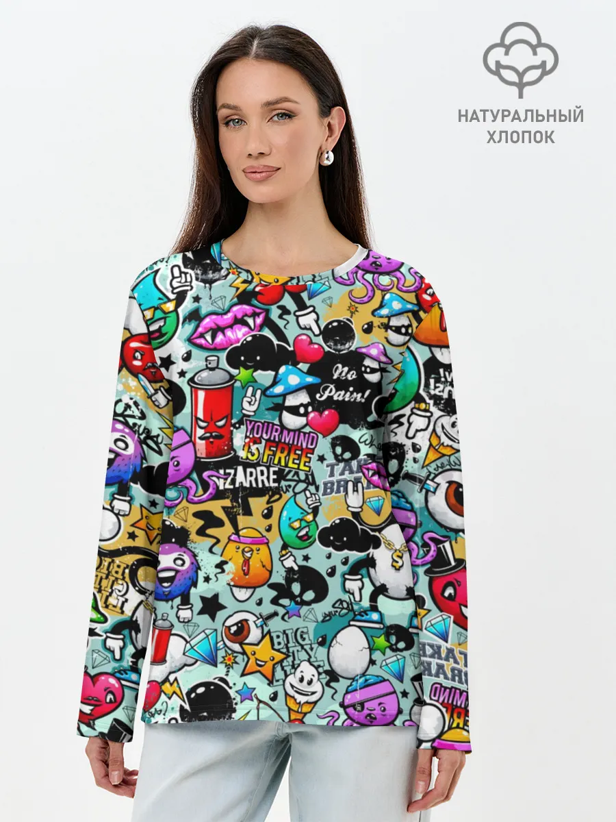 Лонгслив женский. Хлопок / Стикерпак