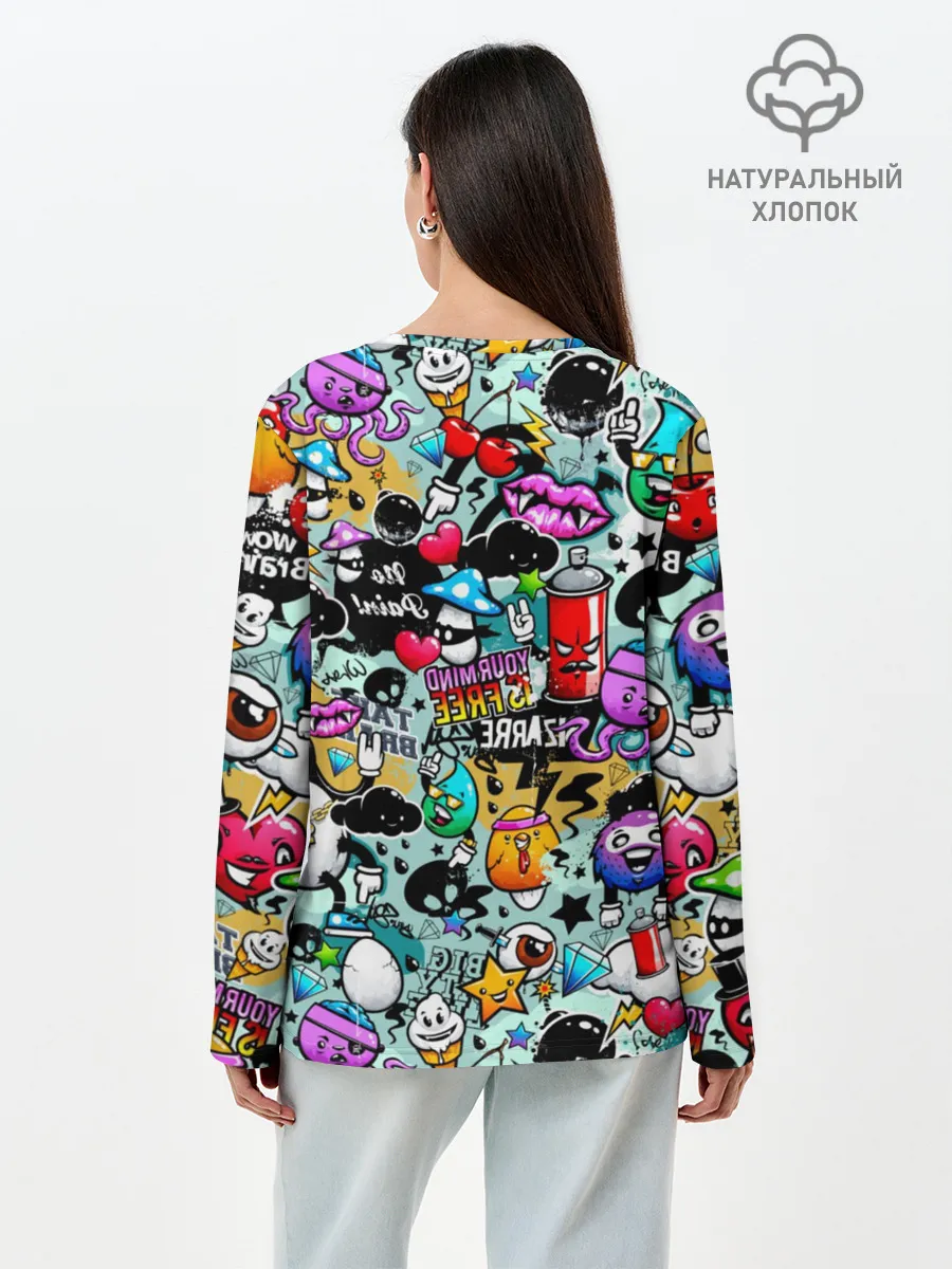 Лонгслив женский. Хлопок / Стикерпак