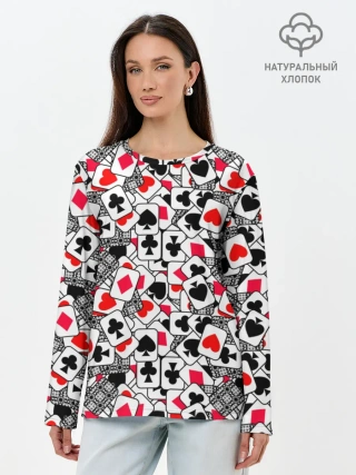 Лонгслив женский. Хлопок / Игральные карты