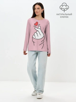 Лонгслив женский. Хлопок / Любовь по щелчку