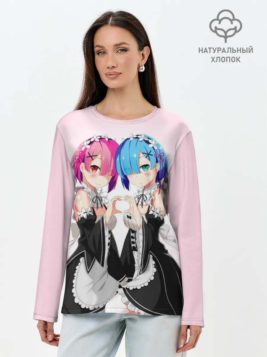 Лонгслив женский. Хлопок / Re:Zero. Рем и Рам