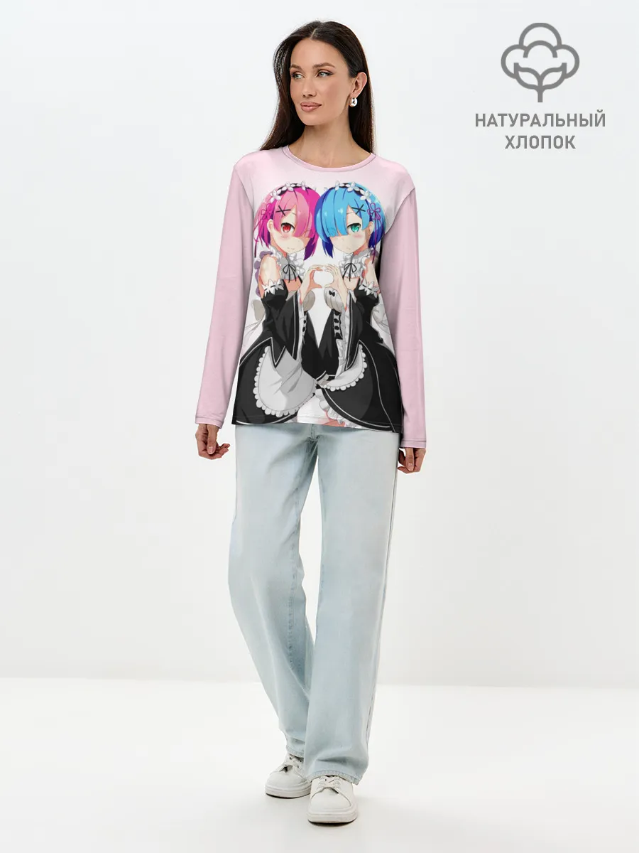 Лонгслив женский. Хлопок / Re:Zero. Рем и Рам