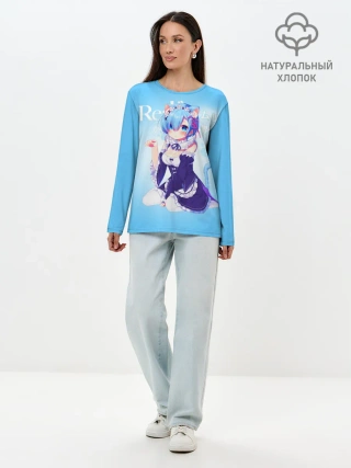 Лонгслив женский. Хлопок / Re:Zero. Рем