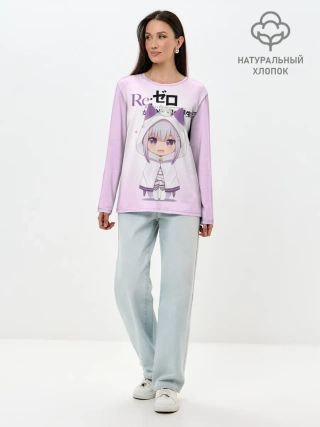 Лонгслив женский. Хлопок / Re:Zero. Эмилия