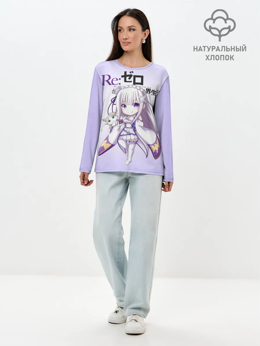 Лонгслив женский. Хлопок / Re:Zero. Эмилия