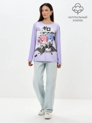 Лонгслив женский. Хлопок / Re:Zero. Рем и Рам