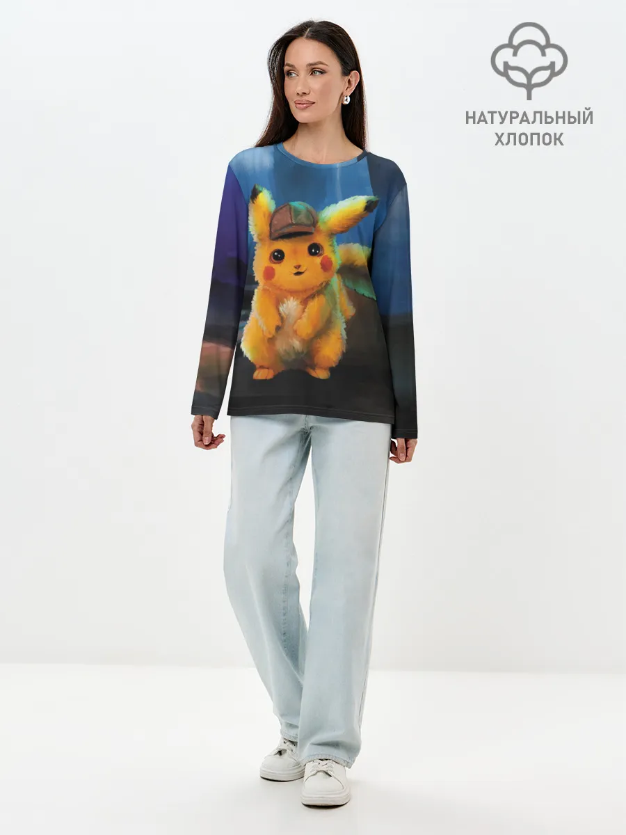 Лонгслив женский. Хлопок / Detective Pikachu