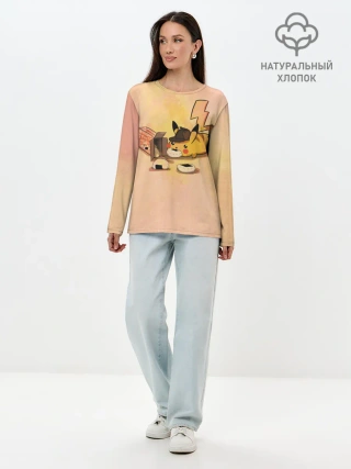 Лонгслив женский. Хлопок / Детектив Пика